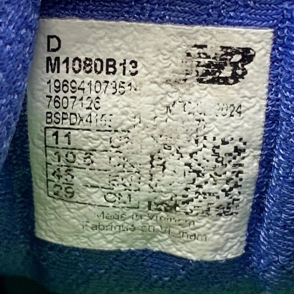New Balance Fresh Foam X 1080v13 Blue Running Shoes‎ M1080B13 Men’s Sz 11D